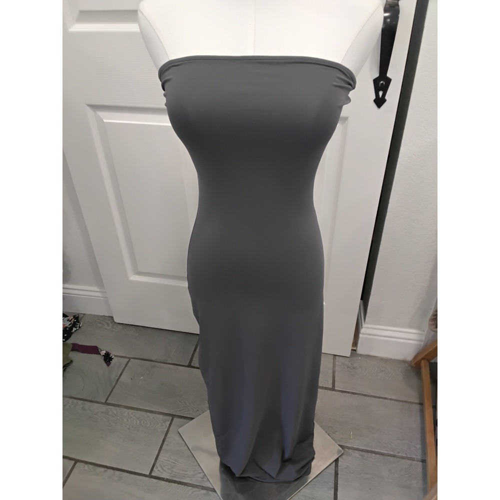 Babaton Contour Tube Maxi Dress Charcoal Grey Strapless Bodyconโ Small